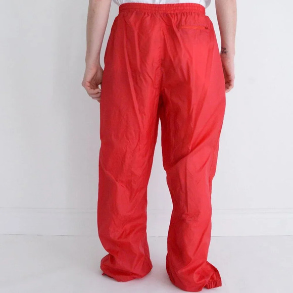VTG 80S NHL Detroit Red Wings Cotton Lined String Waist Nylon Track Slush Pants - Picture 2 of 9